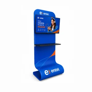 EXHIBIDOR CON BASE CURVA PARA TV Y REPISA